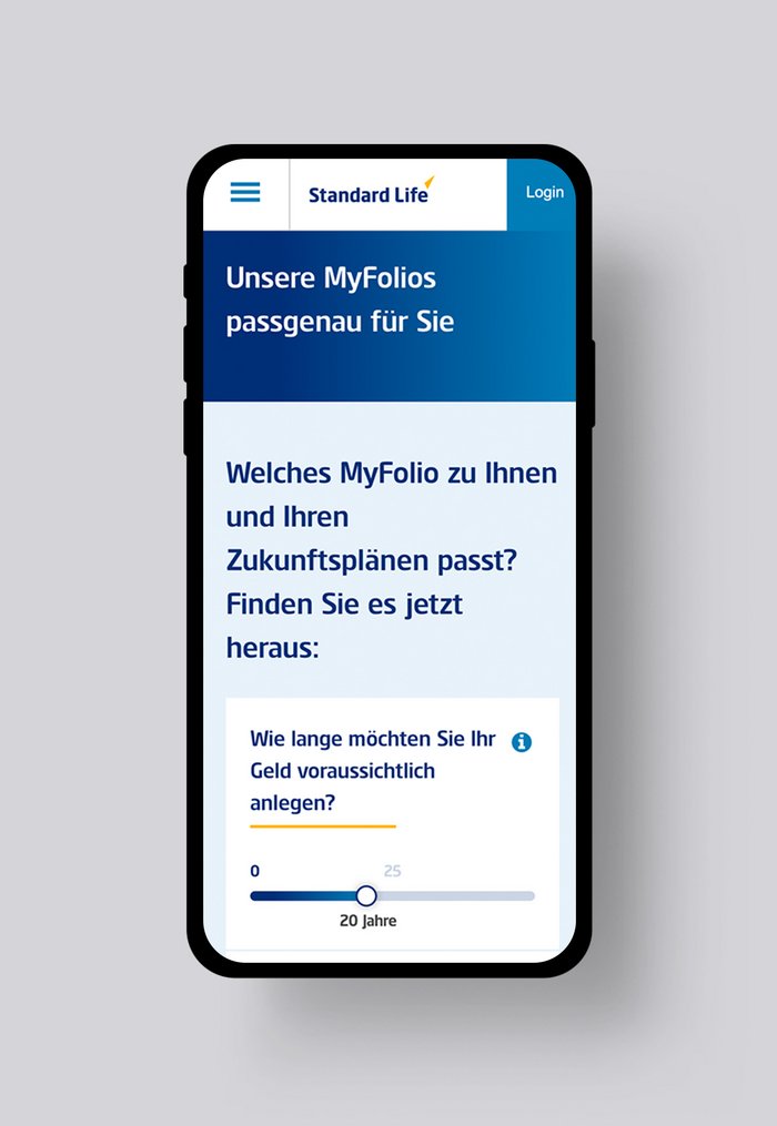 Standard Life Versicherung TYPO3-Website Relaunch: MyFolio Tool Mobile Screen