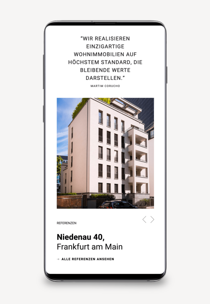 Mobile Screen Homepage Bauwerte Gruppe - Slider Projekte